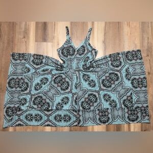H&M Handkerchief Sundress with V-Neck Aqua Batik Print